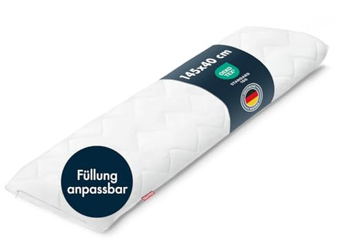 Blumtal Seitenschläferkissen 40 x 145 cm - Lagerungskissen Erwachsene Oeko-TEX Zertifiziert - Langes Kissen mit anpassbarer Füllung - Komfortkissen Kissen Seitenschläfer - Schlafkissen Seitenschläfer