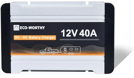ECO-WORTHY Chargeur de batterie 12 V 40 A CC vers CC avec chargeur de batterie solaire MPPT intégré au lithium LiFePO4 Gel AGM, charge multi-étapes pour alternateur de panneau solaire dans les