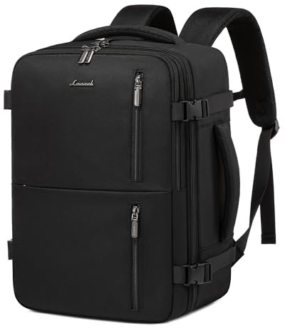 LOVEVOOK Handgepäck Rucksack 45x36x20, Reiserucksack Flugzeug Damen Herren mit USB, Carry On Luggage Travel Backpack 32l für 15.6 Zoll Laptop, Kofferrucksack für Weekend Business Reisen, Schwarz