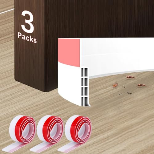 Fentar 3pcs Draft Excluder for Doors, 3-Layer Under Door Draught Excluder Tape, Self Adhesive Door Bottom Seal Strip, Doors Sealing Strip for Soundproofing Wind Block Insulation (White)