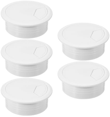 PATIKIL Cable Hole Cover, 5pcs 2.09inch/53mm Desk Wire Cord Cable Grommets Hole Cover for Office PC Desk Cable Cord Organizer, White