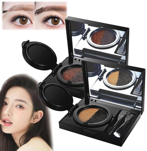 2-in-1-Augenbrauen- und Eyeliner-Creme mit Stempel, Multifunktionaler Doppelköpfiger Eyeliner-Stempel, Wasserfester Augenbrauenpuder und Eyeliner-Creme in Zwei Farben (Grau + Braun)