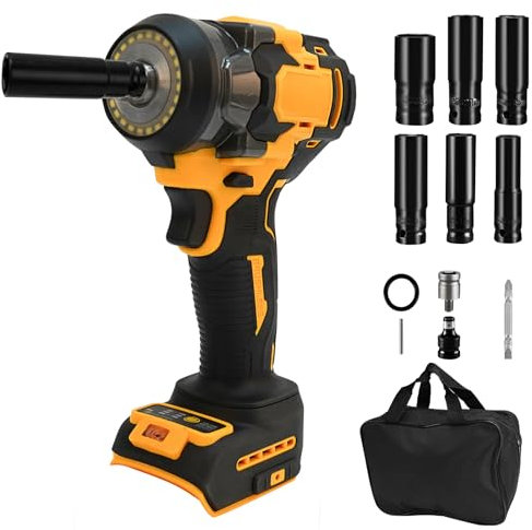 Cordless Impact Wrench for Dewalt 18V 20V Max Battery, 700Nm 1/2 inch Brushless Impact Gun, Electric Impact Driver 3 Speeds Adjustment with 6 Sockets for Car Furniture Car Tyre Change