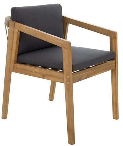 OUTLIV. Gartensessel Milana Anthrazit mit Rope Geflecht Akazienholz geölt inkl. Polster 100 kg belastbar UV-beständig wasserabweisend 53x63,5x72,5 cm