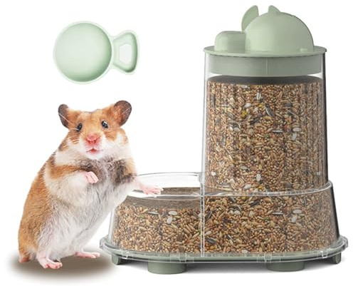 Cuenco para comida y agua para hámsters – Alimentador automático para animales pequeños – Dispensador de agua transparente estable y extraíble para gerbilos ratones, palomas, loros, hurones y