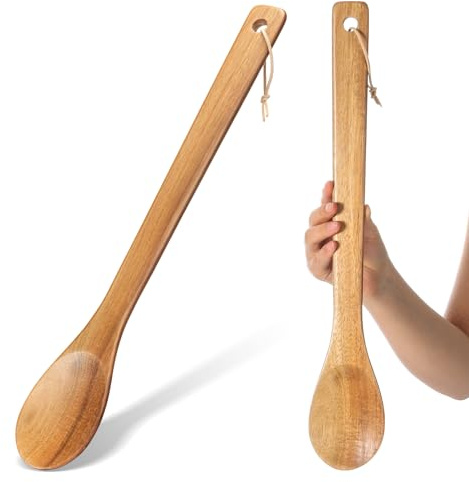 Baderke 1 Pcs 18 Inches Extra Long Wooden Spoons Large Non-stick Kitchen Wooden Spoons Giant Heavy Duty Stir Paddle for Cooking Mixing Stirring Heat Resistant Cooking Tool Chef Mom Gifts (Acacia)