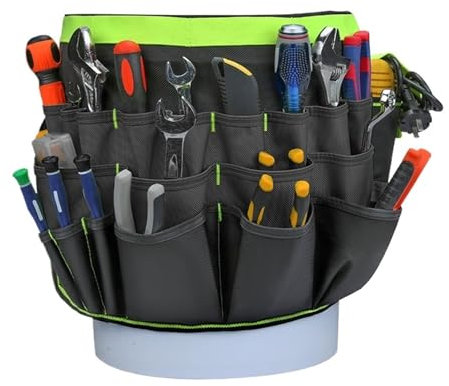 RUWLFE Borsa degli Attrezzi A Secchiello Organizer for Attrezzi con Secchio da 55 Tasche for Un Facile Accesso agli Attrezzi. Costruzione Resistente all'Acqua, Adatto a secchi da 3,5-5 galloni.