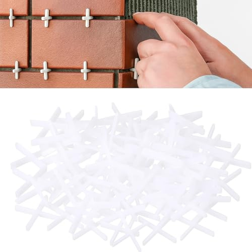 500pcs 1mm tile spacers - hard plastic cross tile spacers - white plastic cross spacers - ideal for garden tiles, floor tiles, and decorative tiles - Perfect for rubi tile spacers to ensure precise ti