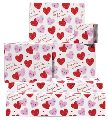 Geschenkpapier Herz – Lieblingsmensch – 6 Blatt für Freundin, Freund – Valentinstag – Mit Stickern von Central 23