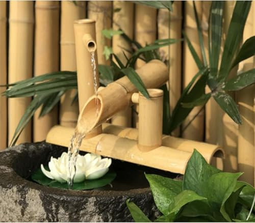 Kit Fontana Di Bambù Fontana Da Giardino Giapponese, Beccuccio Per Fontana All'aperto Fatto A Mano, Fontana Zen Da Esterno In Bambù Cascata, Laghetto Da Paesaggio Acquatico Decorazione L 70CM