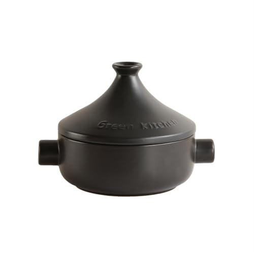 SXTYYH Pot à Tajine Avec Couvercle Conique, Style Japonais Pot à Vapeur Marocain Plat Tajine for La Cuisson Casserole Avec Cuiseur Vapeur for Cuisson Lente, Ragoûts(Noir)