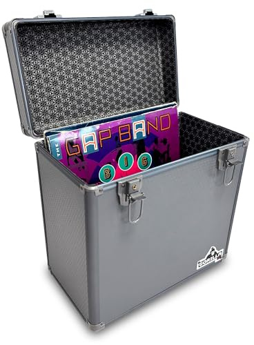 Gorilla LP50 12 Vinyl Record Storage Box Case (Grey) with Free Cleaning Cloth