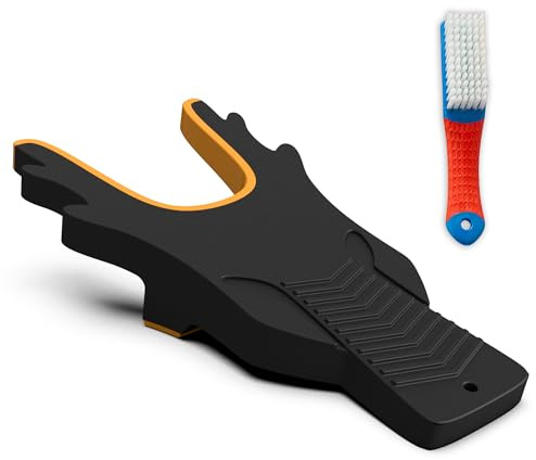 Ludvento Boot Jack for Cowboy Boots with Shoe Brushing - Convenient Boot Remover for Cowboy, Work & Rain Boots, Perfect for Travel, Porch, Garage, Home & Camping, Yellow