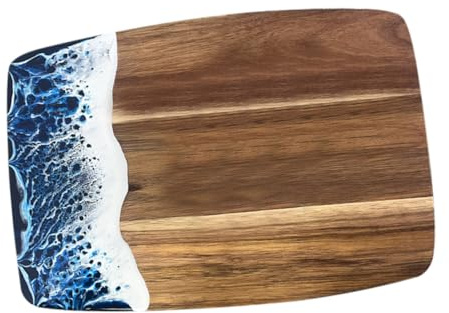 CONGARTENO Resin Inlay Large Acacia Wood Cutting Board Irregular Pattern Meat and Vegetable Chopping Board for Kitchen and Steak Preparation