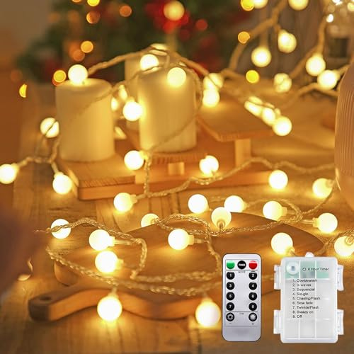 Molicar Lichterkette Batterie Innen Warmweiß 5m 40LED für Wohnzimmer Schlafzimmer Balkon Zelt Pavillon, Weihnachtsdeko Indoor Deko Beleuchtung
