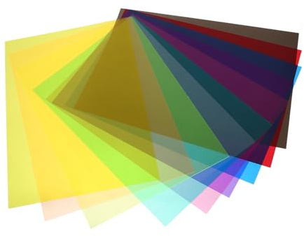 Parliky 10 Pezzi Pellicola PVC Trasparente Colorata Resistenti per Artigianato Decorazioni Te e Filtri Luce Colorati