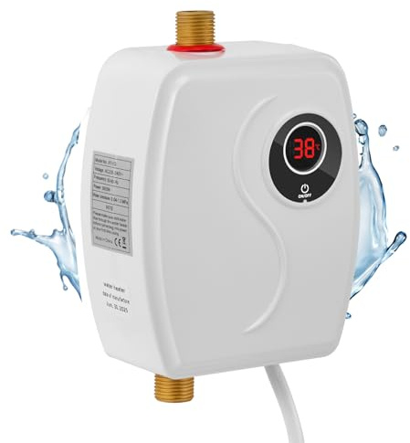 3000W Instant Water Heater, Mini Electric Tankless Under Sink Water Heater 220V with LED Display, Touch Control, Constant Temperature for Kitchen Bathroom