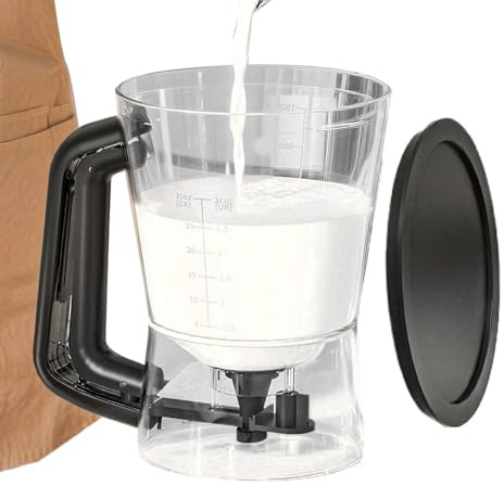 Wscwl Pancake Dispenser for Batter - 1L Funnel Shape Handheld Shaker - Pancake Pourer | for Cooking Sauce Syrup Oil Condiment Cream Dressing Salad Kitchen Baking Butter Honey