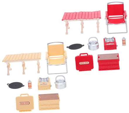 FIXOSHEE 12 con Sedia Pieghevole Fornello a Gas e Utensili da Cucina in Miniatura per Gioco di Finta Indoor e Outdoor