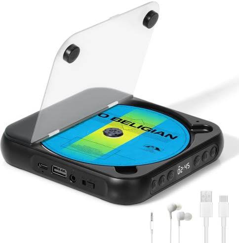 Adirigo Lecteur CD Portable Bluetooth et Batterie Rechargeable 2000 mAh