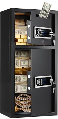 VEVOR 7.2 cu.ft Safe Box, Double Doors Safe Lock Box with Key, Password and LED, Fireproof Cold Rolled Steel Storage Drop Slot Vault for Money, Documents, Jewelry and Valuables, Easy Assembly, Black