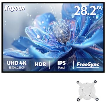 Kuycon Monitor P10 da 28 pollici FHD (3840x2560) 4K, pannello IPS nero, 16,70 milioni di colori, 99% sRGB, 8 ms, HDR10, G-Sync FreeSync, contrasto 1200:1 (Minimalista - senza supporto)