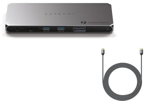 SATECHI Bundle Dock Thunderbolt 4 100W 40Gbps con Cable HDMI 2.1 8K 48Gbps 2m