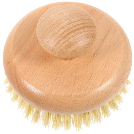 Spazzola da Bagno Rotonda in Sisal Manico di Ciliegio | Massaggio Delicato, Pulizia della Schiena e Rimozione Pelle Morta, Comoda da Tenere, Uso Sotto Doccia