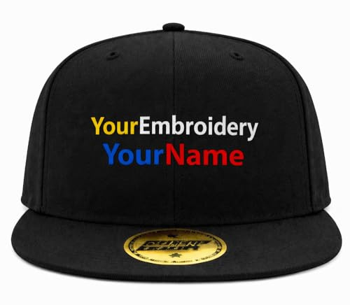 MFAZ Morefaz Ltd Snapback Cap Flat Peak Personalised Your Own Embroidery Hats Custom Name,Text Embroidered