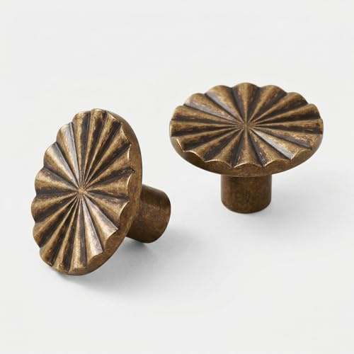 Wcawnlt Möbelknöpfe Vintage 2er Pack, 37mm Schrank Knöpfe für Kommode, Antike Bronze Schrankgriffe, Rund Modern Griffe für Schrank, Kleiderschrank, Küchenschrank