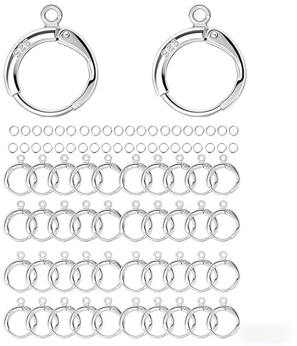 RCIDOS Kit Creazione Orecchini 80 Pezzi - 40 Monachelle a Leva in Argento 925 Argento + 40 Anellini Aperti 5mm - Ganci Ipoallergenici per Gioielli Fai da Te Professionale
