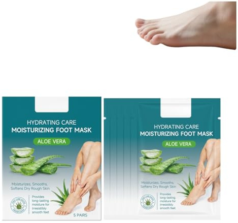 5-pack Aloe Vera fuktgivande och lugnande fotmask – förhindrar torrhet och sprickor, minskar fina linjer