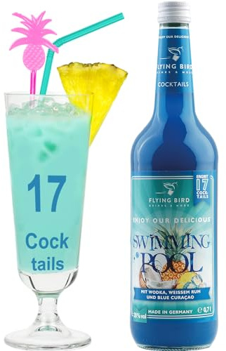 Flying Bird Swimming Pool für 17 Cocktails fertig gemixt | Flasche 0,7l mit allen Zutaten | Mit Ananassaft mixen