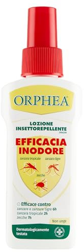 Orphea, Lozione Inodore Insettorepellente, Protegge Dalle Punture Di Zanzare e Zanzara Tigre, Zanzara Tropicale e Zecche, Formula Inodore, Efficacia Fino a 6 Ore, 100ml