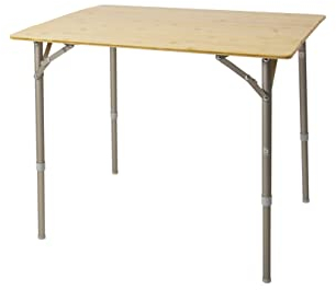 Bo-Camp Urban Outdoor Campingtisch Klapptisch Garten Tisch Falttisch Höhenverstellbar Klappbar Alu Bambus Holz 60 x 80 cm