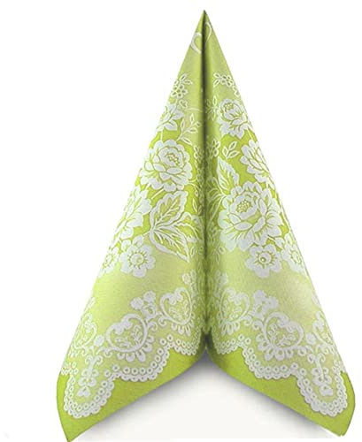 Mank GmbH Airlaid Serviette Franziska in Grün, Servietten in 40x40 cm, 50 Stück, Hochzeit Taufe Kommunion Konfirmation stoffähnlich apfelgrün