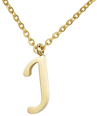 Morella Damen Halskette mit Buchstaben Anhänger Edelstahl Gold in Schmuckbeutel