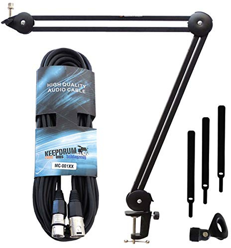 keepdrum MS138 Mikrofonarm-Stativ + Mikrofonkabel XLR 6m