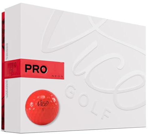 Vice Golf Pro 2020 | 12 Golf Bälle | Eigenschaften: 3-Piece Cast Urethan, maximale Kontrolle, hoher Spin im Kurzspiel | Mehr Farben: Neon Lime/Red | Profil: Für fortgeschrittene Golfer
