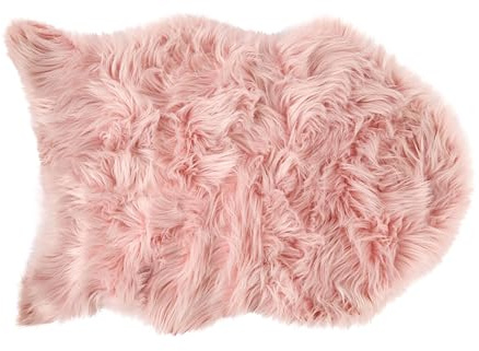 Emma Barclay Faux Fur Sheepskin Style Rug for Bedroom Living Room Fleece Chair Cover Seat Pad Pink Fluffy Bedroom Bedside Rugs Small Medium Shaggy Fur Rug - Lux Collection 55cm x 80cm Pink