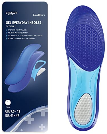Amazon Basic Care - Plantillas gel uso diario, Talla 41/47, Azul