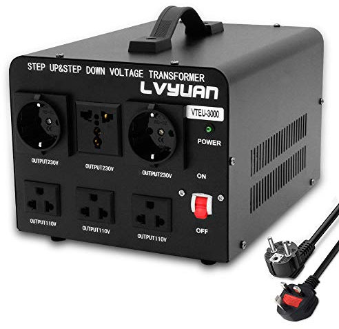 Cantonape 3 000 W Transformateur élévateur/réducteur de tension de 3000 W Convertisseur d'énergie de 220 V - 220 V/110 V, stabilisateur de tension automatique 3000 W