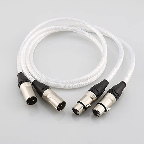 HiFi. XLR. Cavo Hi-End Pure Silver Placcato 5N OCC. Cavo HiFi 2. XLR. Maschio a 2. XLR. Linea di bilanciamento del Cavo Femminile (Length : 1m)