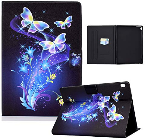 ONETHEFUL Hülle Book Cover Etui für Lenovo Tab M10 / M10 HD 10.1 TB-X605F TB-X605L TB-X505F TB-X505L SchutzHülle PU Leder Tablet Tasche Case Huelle mit Ständer - Blumenschmetterling