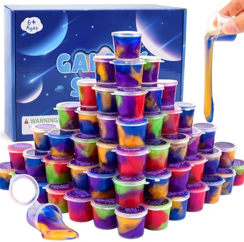 Galaxy Slime Kit mit 60 Stück, Partygeschenke für Kinder, Nicht klebrig, nass, weiches Schlammspielzeug, Mini-Slime-Bulk für Jungen und Mädchen, Stressabbau, Goodie-Bags, Weihnachtsfüller