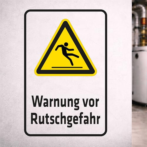 INDIGOS UG - Schild Warnung vor Rutschgefahr - 400x300 mm - Hinweisschild Warnschild Sicherheitsschild - Aluverbundplatte 3 mm - für Innen und Außen