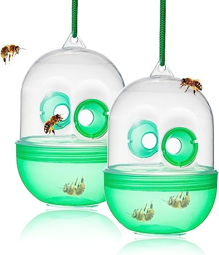 Wespenfallen 2er Set - Mückenfalle Bienenfalle Fliegenfalle, Solar Lebend Fallen gegen Wespen, Bienen, Hornissen - Garten, Balkon, Outdoor- Insektenfalle Wespen Abwehr, für natürlichen Lockstoff