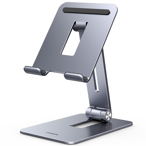 UGREEN iPad Stand Tablet Holder Desk Accessory Adjustable Foldable Portable Aluminum Travel Mount Compatible with iPad Pro 13 2024 12.9/Air 11/Mini,iPhone 15,Galaxy Tab A8 A9 S9 S24 Ultra,Surface Pro