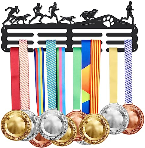 SUPERDANT Lauf Medaillenhalter Laufen Mit Hunde Display Aufhänger Medaillenläufer Trophäen Display Sport Rack Auszeichnungen Metall Schlüsselband Stabil Über 60 Medaillen Geschenke Für Sportler