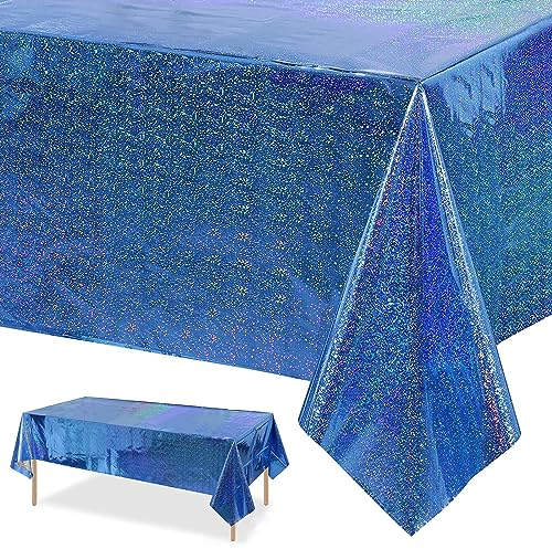 Tischdecke Geburtstag,Blau Party Tischtuch Wasserdicht Plastik Bierbank Tischdecke Folientischdecke Kindergeburtstag Dekorationen 137 x 274cm